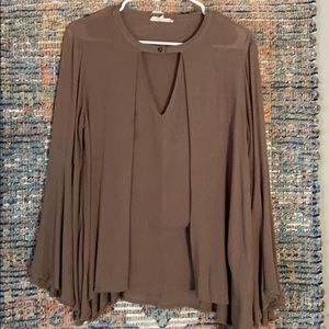 Brown Bell-Sleeve Top